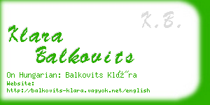 klara balkovits business card